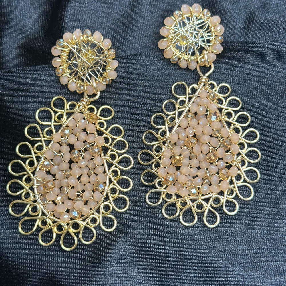 Elegant Gold and Cream Earrings
